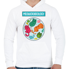 PRINTFASHION Meowcrobiology - Férfi kapucnis pulóver - Fehér