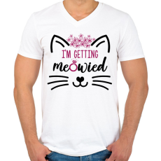 PRINTFASHION Meowied - Férfi V-nyakú póló - Fehér