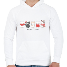 PRINTFASHION Meowy Catmas - Cicák - Férfi kapucnis pulóver - Fehér