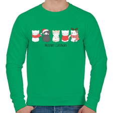 PRINTFASHION Meowy Catmas - Cicák - Férfi pulóver - Zöld férfi pulóver, kardigán