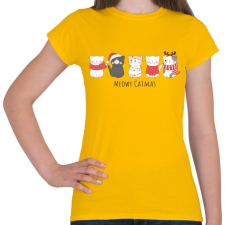 PRINTFASHION Meowy Catmas - Cicák - Női póló - Sárga női póló