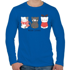 PRINTFASHION Meowy Catmas - Férfi hosszú ujjú póló - Királykék