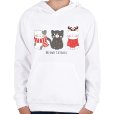 PRINTFASHION Meowy Catmas - Gyerek kapucnis pulóver - Fehér