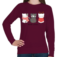 PRINTFASHION Meowy Catmas - Női pulóver - Bordó