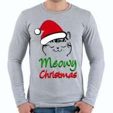 PRINTFASHION Meowy Christmas! - Férfi hosszú ujjú póló - Sport szürke férfi póló