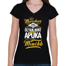 PRINTFASHION Mercedeses apuka - Női V-nyakú póló - Fekete női póló
