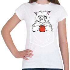 PRINTFASHION Mérges cica kávéval - Női póló - Fehér