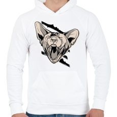PRINTFASHION Mérges macska - Férfi kapucnis pulóver - Fehér
