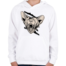 PRINTFASHION Mérges macska - Gyerek kapucnis pulóver - Fehér