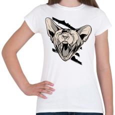 PRINTFASHION Mérges macska - Női póló - Fehér