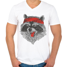 PRINTFASHION Mérges mosómedve - Férfi V-nyakú póló - Fehér férfi póló