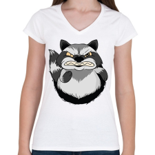 PRINTFASHION Mérges mosómedve - Női V-nyakú póló - Fehér női póló