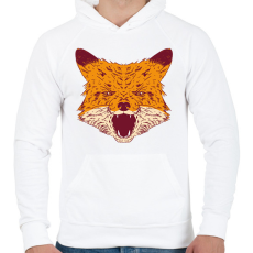 PRINTFASHION Mérges róka - Férfi kapucnis pulóver - Fehér