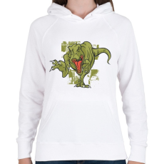 PRINTFASHION Mérges T-rex - Női kapucnis pulóver - Fehér
