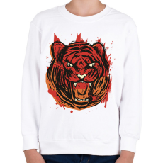 PRINTFASHION Mérges tigris - Gyerek pulóver - Fehér