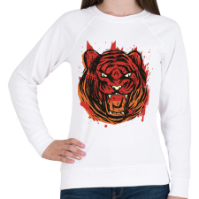 PRINTFASHION Mérges tigris - Női pulóver - Fehér női pulóver, kardigán