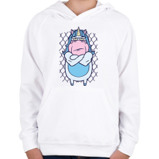 PRINTFASHION Mérges unikornis - Gyerek kapucnis pulóver - Fehér
