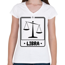 PRINTFASHION mérleg - Női V-nyakú póló - Fehér női póló