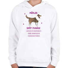 PRINTFASHION Mérleg - Skót juhász - Gyerek kapucnis pulóver - Fehér
