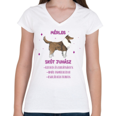 PRINTFASHION Mérleg - Skót juhász - Női V-nyakú póló - Fehér