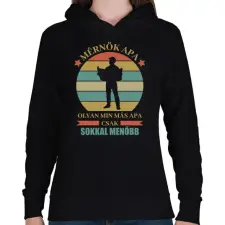 PRINTFASHION Mérnök apa - Női kapucnis pulóver - Fekete női pulóver, kardigán