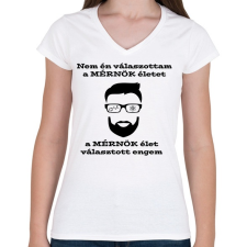 PRINTFASHION Mérnök élet - Női V-nyakú póló - Fehér női póló