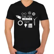 PRINTFASHION Mérnök vagyok - Férfi V-nyakú póló - Fekete férfi póló
