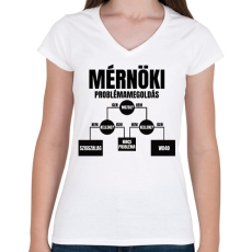 PRINTFASHION Mérnöki problémamegoldás - Női V-nyakú póló - Fehér