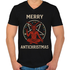 PRINTFASHION Merry Antichristmas - Férfi V-nyakú póló - Fekete
