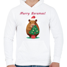 PRINTFASHION Merry Baramas - Férfi kapucnis pulóver - Fehér férfi pulóver, kardigán