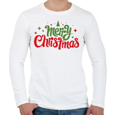 PRINTFASHION Merry Christmas - Boldog karácsonyt - Férfi hosszú ujjú póló - Fehér