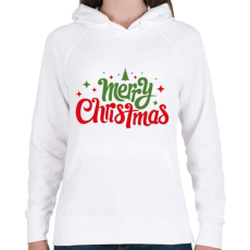PRINTFASHION Merry Christmas - Boldog karácsonyt - Női kapucnis pulóver - Fehér