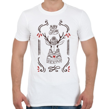 PRINTFASHION Merry Christmas Deer - Férfi póló - Fehér férfi póló