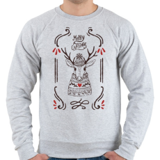 PRINTFASHION Merry Christmas Deer - Férfi pulóver - Sport szürke