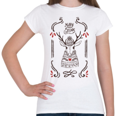 PRINTFASHION Merry Christmas Deer - Női póló - Fehér
