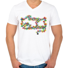 PRINTFASHION Merry Christmas! - Férfi V-nyakú póló - Fehér