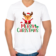 PRINTFASHION merry christmas - Férfi V-nyakú póló - Fehér férfi póló