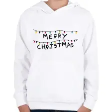 PRINTFASHION Merry Christmas - Gyerek kapucnis pulóver - Fehér gyerek pulóver, kardigán