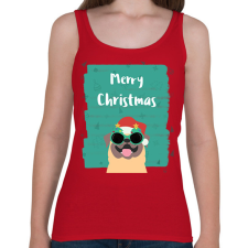 PRINTFASHION MERRY CHRISTMAS MOPSZ - Női atléta - Cseresznyepiros női trikó
