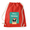 PRINTFASHION MERRY CHRISTMAS MOPSZ - Sportzsák, Tornazsák - Piros