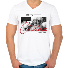 PRINTFASHION Merry Christmas - Santa - Férfi V-nyakú póló - Fehér férfi póló
