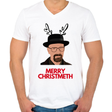 PRINTFASHION Merry Christmeth - Férfi V-nyakú póló - Fehér