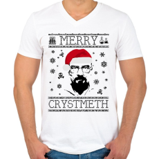 PRINTFASHION merry crystmeth - Férfi V-nyakú póló - Fehér