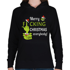 PRINTFASHION Merry f.cking christmas - Női kapucnis pulóver - Fekete