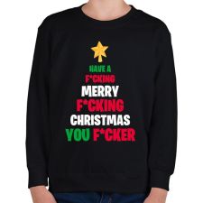 PRINTFASHION Merry Fcking Christmas Tree - Gyerek pulóver - Fekete gyerek póló