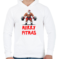 PRINTFASHION Merry Fitmas - Férfi kapucnis pulóver - Fehér