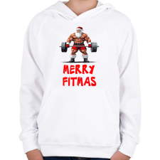 PRINTFASHION Merry Fitmas - Gyerek kapucnis pulóver - Fehér gyerek pulóver, kardigán