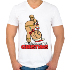PRINTFASHION MERRY FUCKING CHRISTMAS 2 - Férfi V-nyakú póló - Fehér férfi póló