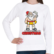 PRINTFASHION MERRY FUCKING CHRISTMAS 3 - Női pulóver - Fehér női pulóver, kardigán
