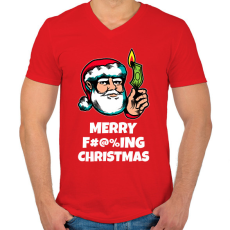 PRINTFASHION MERRY FUCKING CHRISTMAS 4 - Férfi V-nyakú póló - Piros
